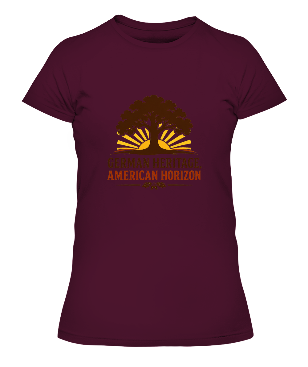 German Heritage, American Horizon — Lady's T-Shirt in Maroon