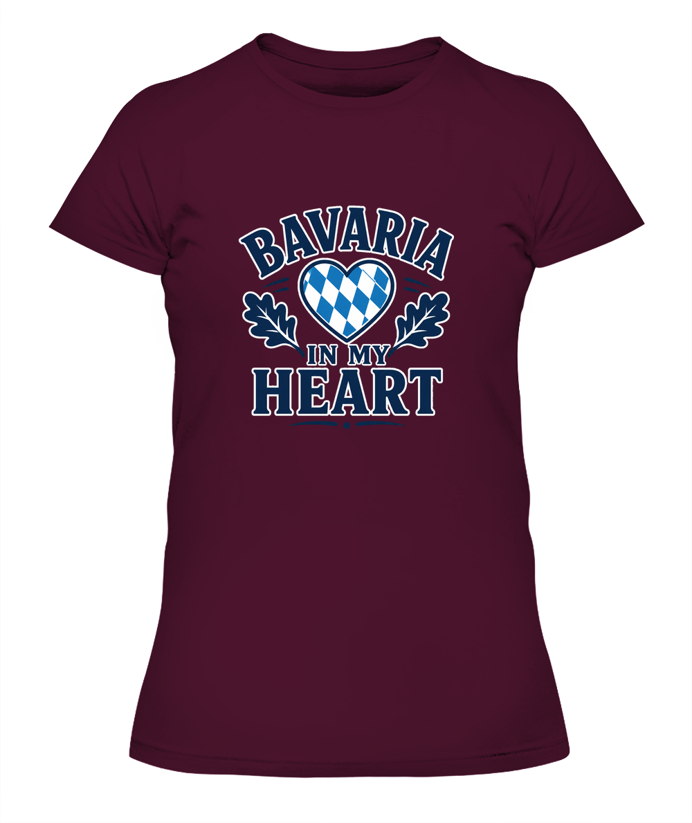 Bavaria In My Heart — Lady's T-Shirt in Maroon