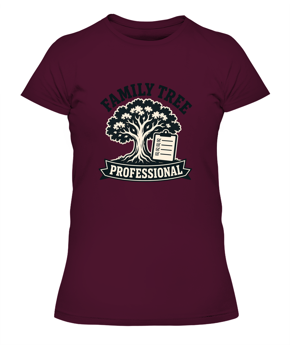 Family Tree Professional — Lady's T-Shirt in Maroon