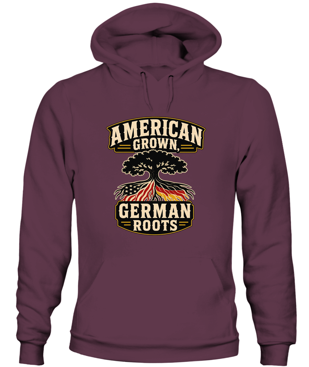 American Grown, German Roots — Hoodie in Maroon