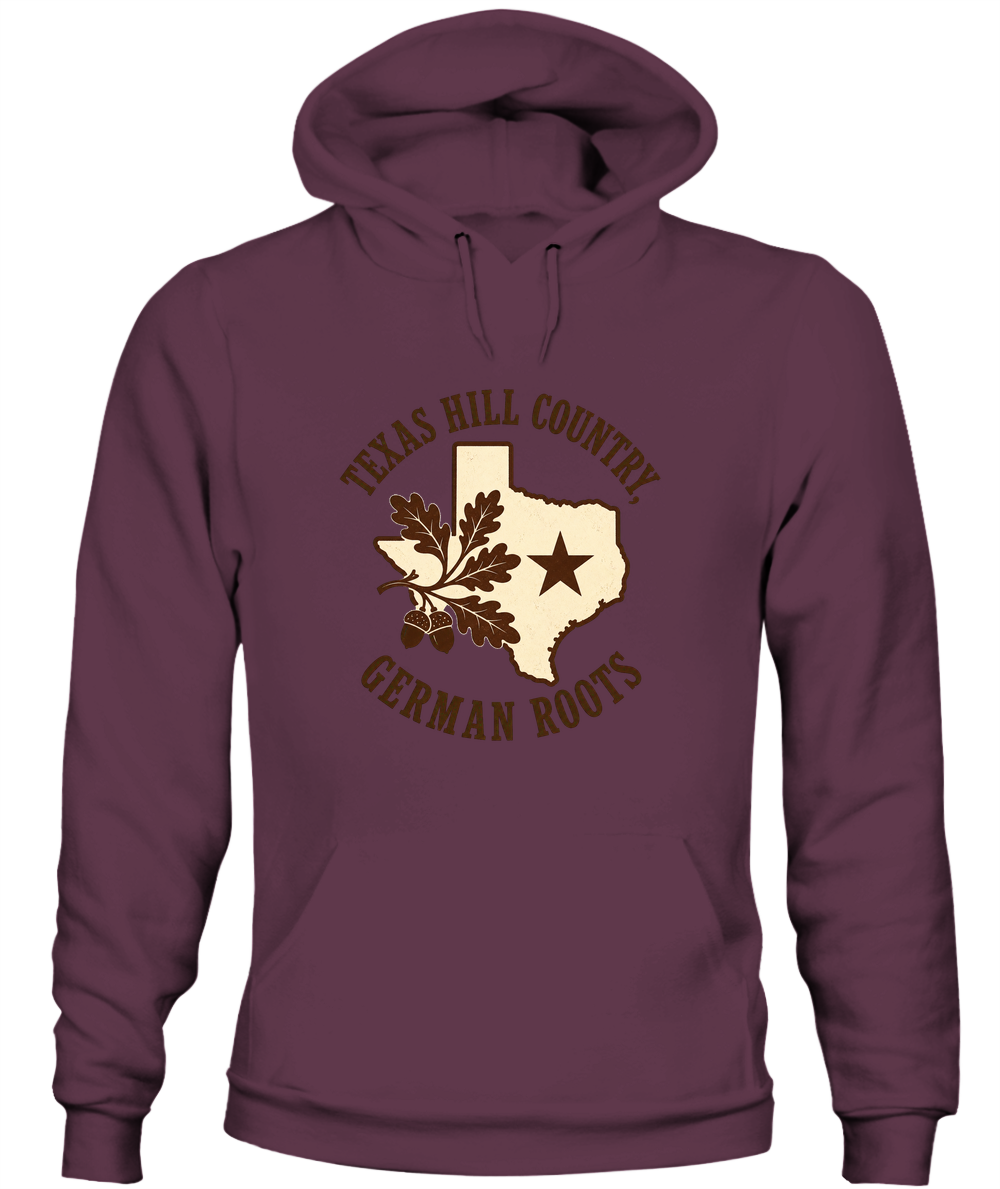 Texas Hill Country, German Roots — Hoodie in Maroon