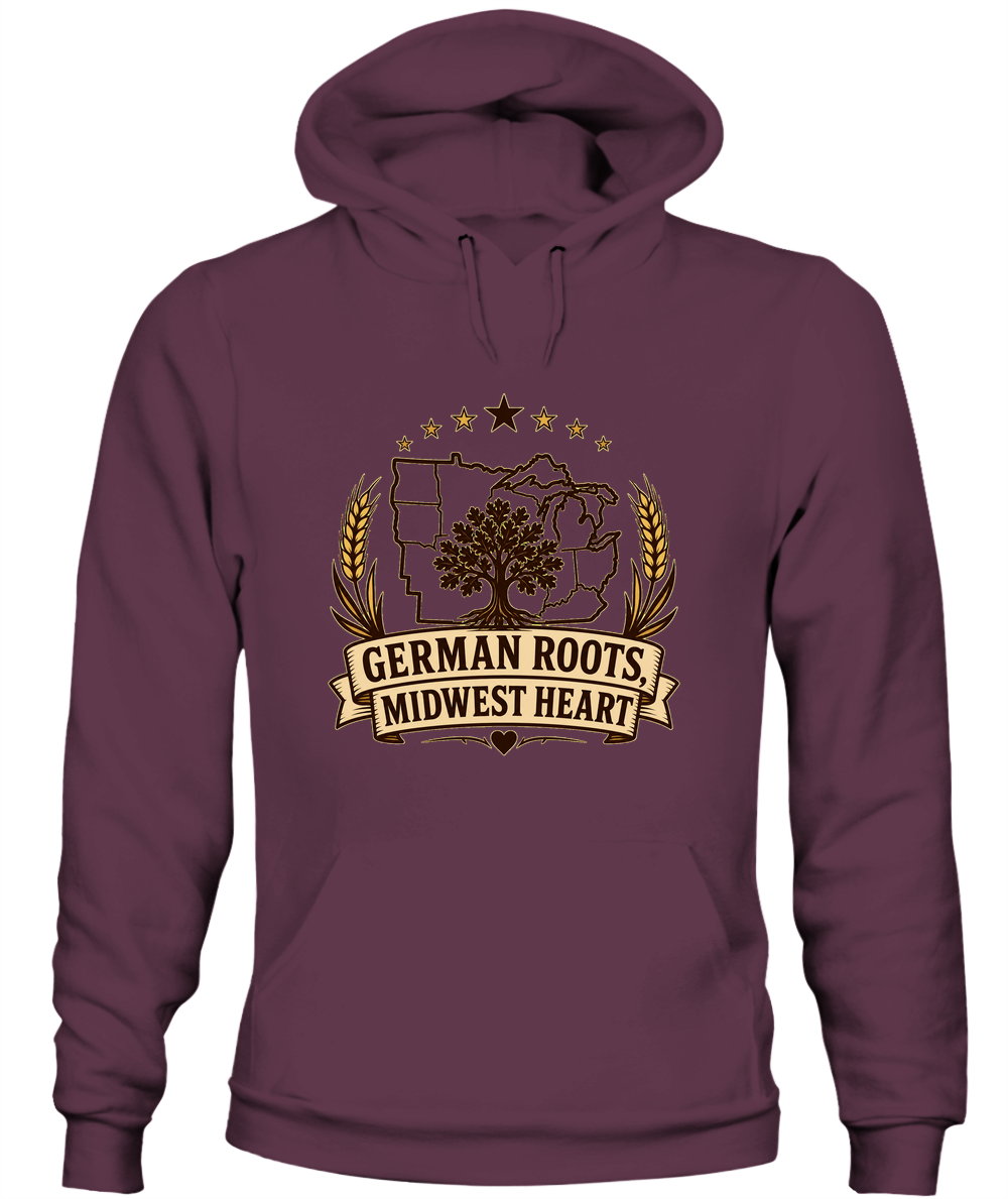 German Roots, Midwest Heart — Hoodie in Maroon