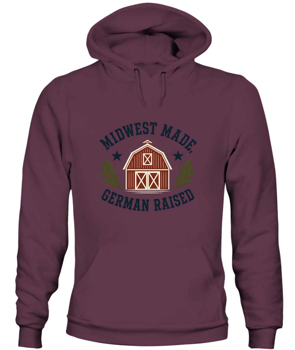 Midwest Made, German Raised — Hoodie in Maroon