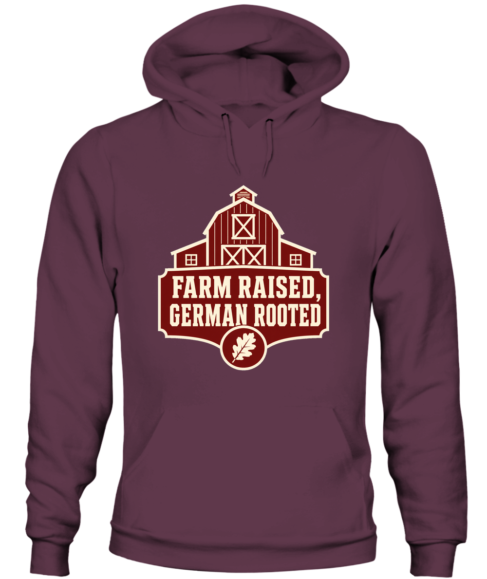 Farm Raised, German Rooted — Hoodie in Maroon