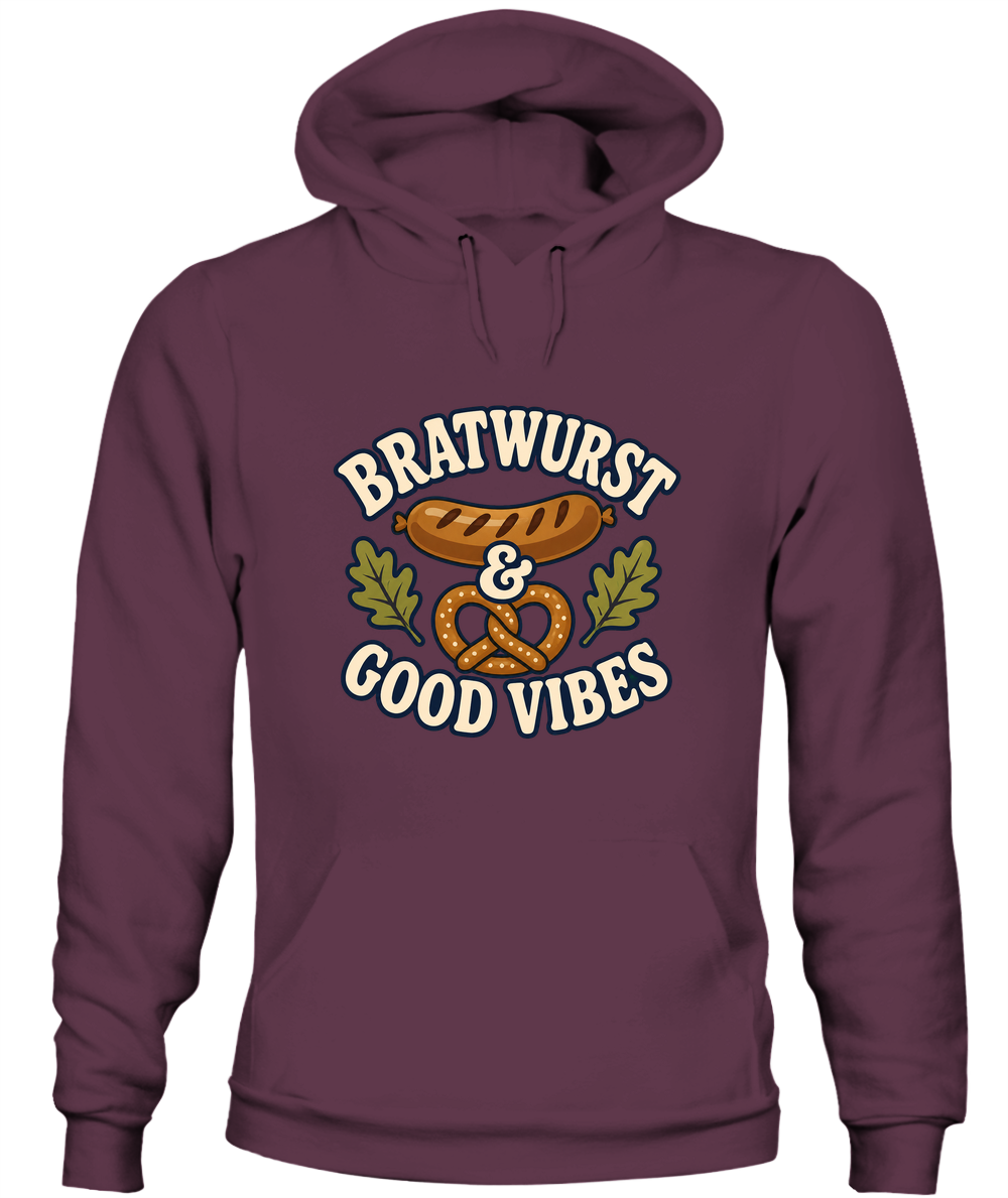 Bratwurst & Good Vibes — Hoodie in Maroon
