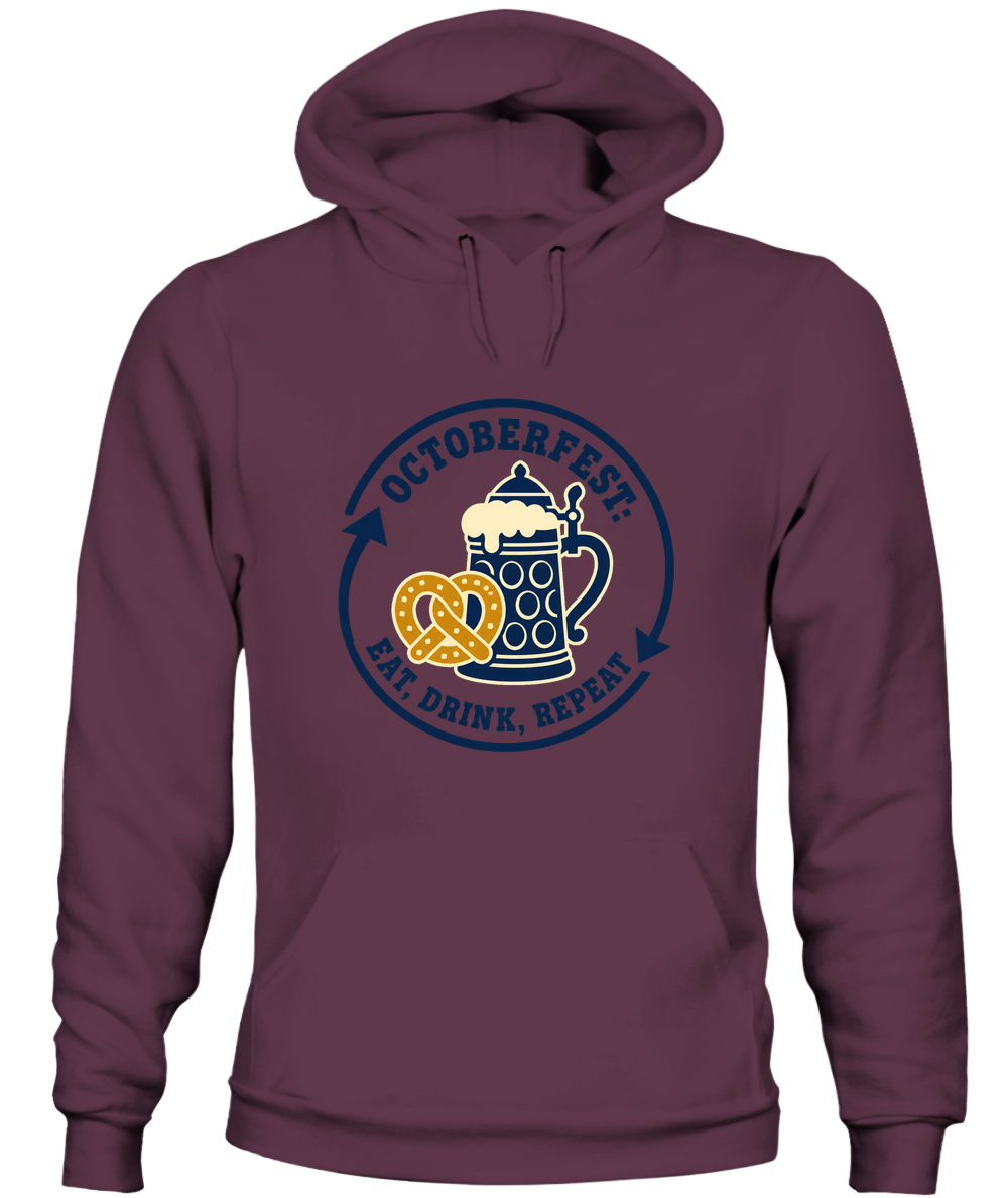 Octoberfest: Eat, Drink, Repeat — Hoodie in Maroon