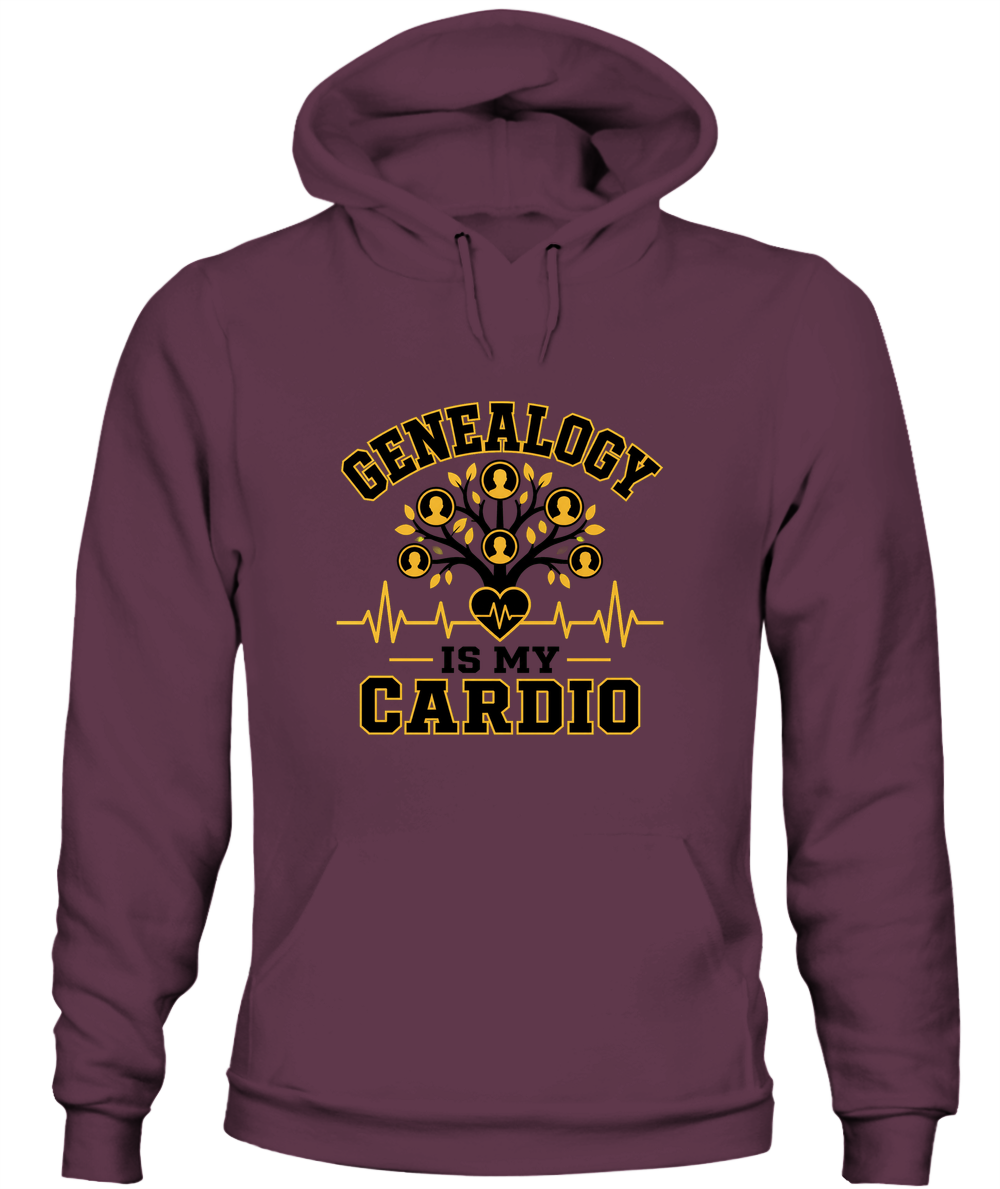Genealogy Is My Cardio — Hoodie in Maroon