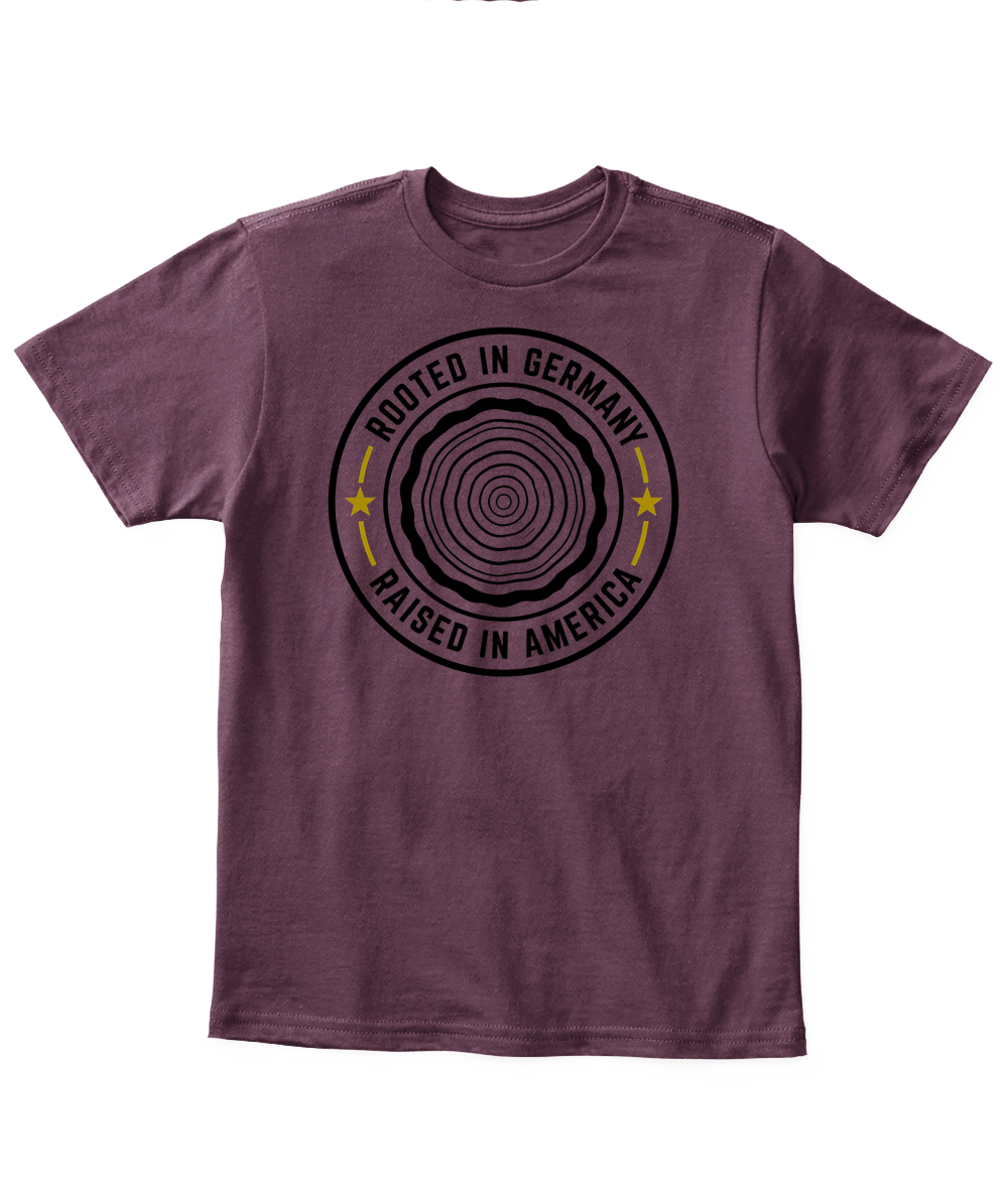 Rooted In Germany, Raised In America — Kid's T Shirt in Maroon