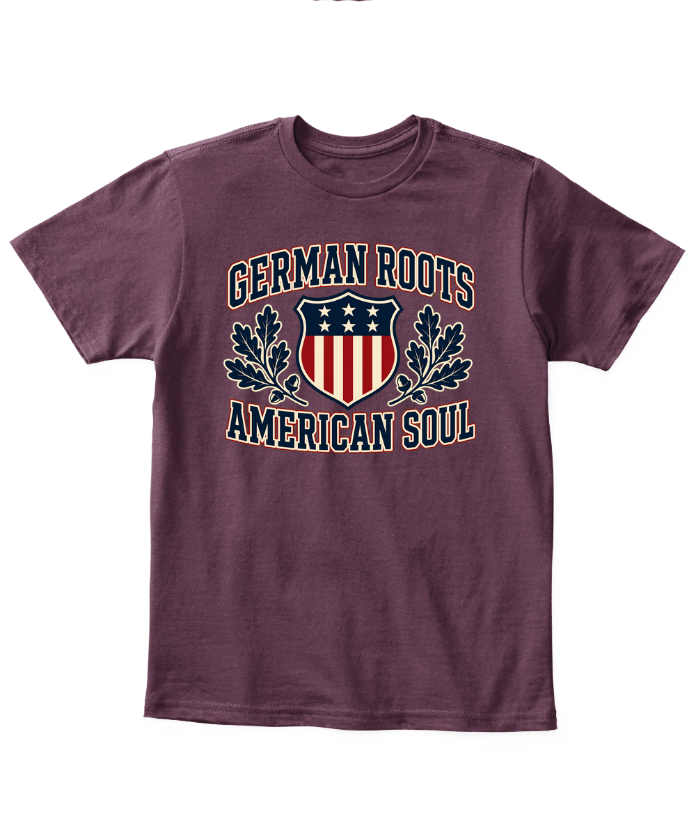 German Roots, American Soul — Kid's T Shirt in Maroon