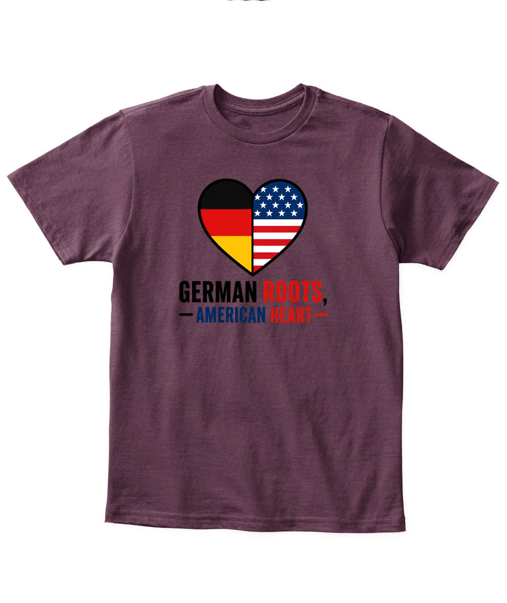 German Roots, American Heart — Kid's T Shirt in Maroon