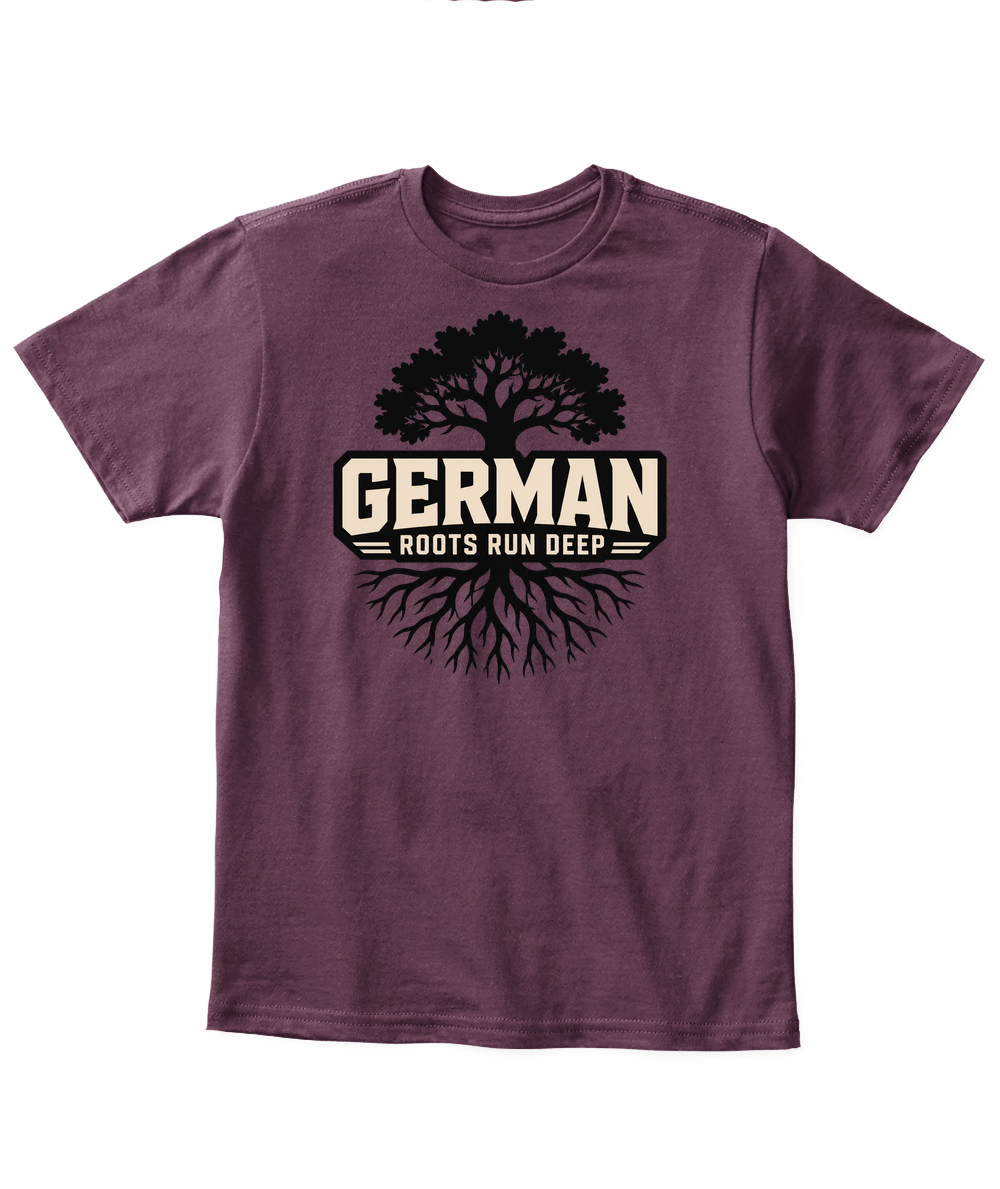 German Roots Run Deep — Kid's T Shirt in Maroon
