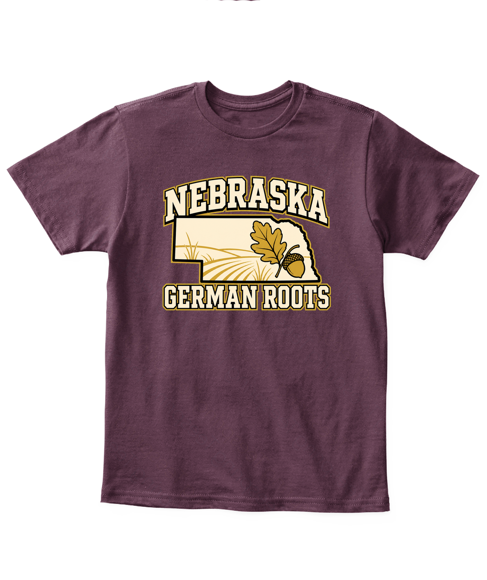 Nebraska German Roots — Kid's T Shirt in Maroon