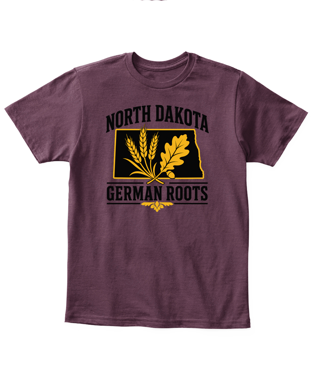 North Dakota German Roots — Kid's T Shirt in Maroon