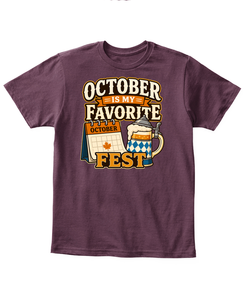 October Is My Favorite Fest — Kid's T Shirt in Maroon