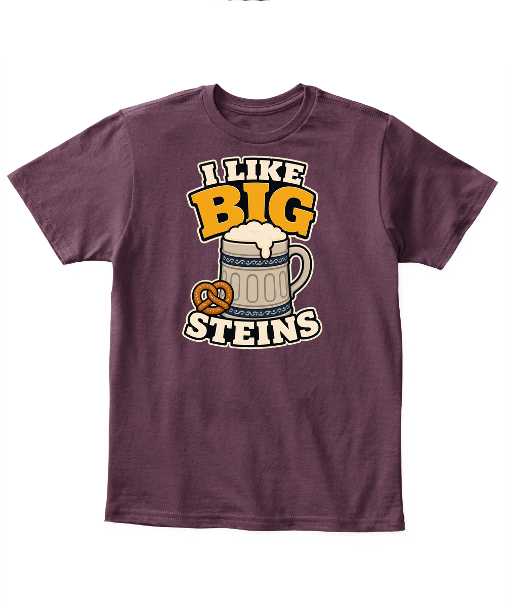 I Like Big Steins — Kid's T Shirt in Maroon