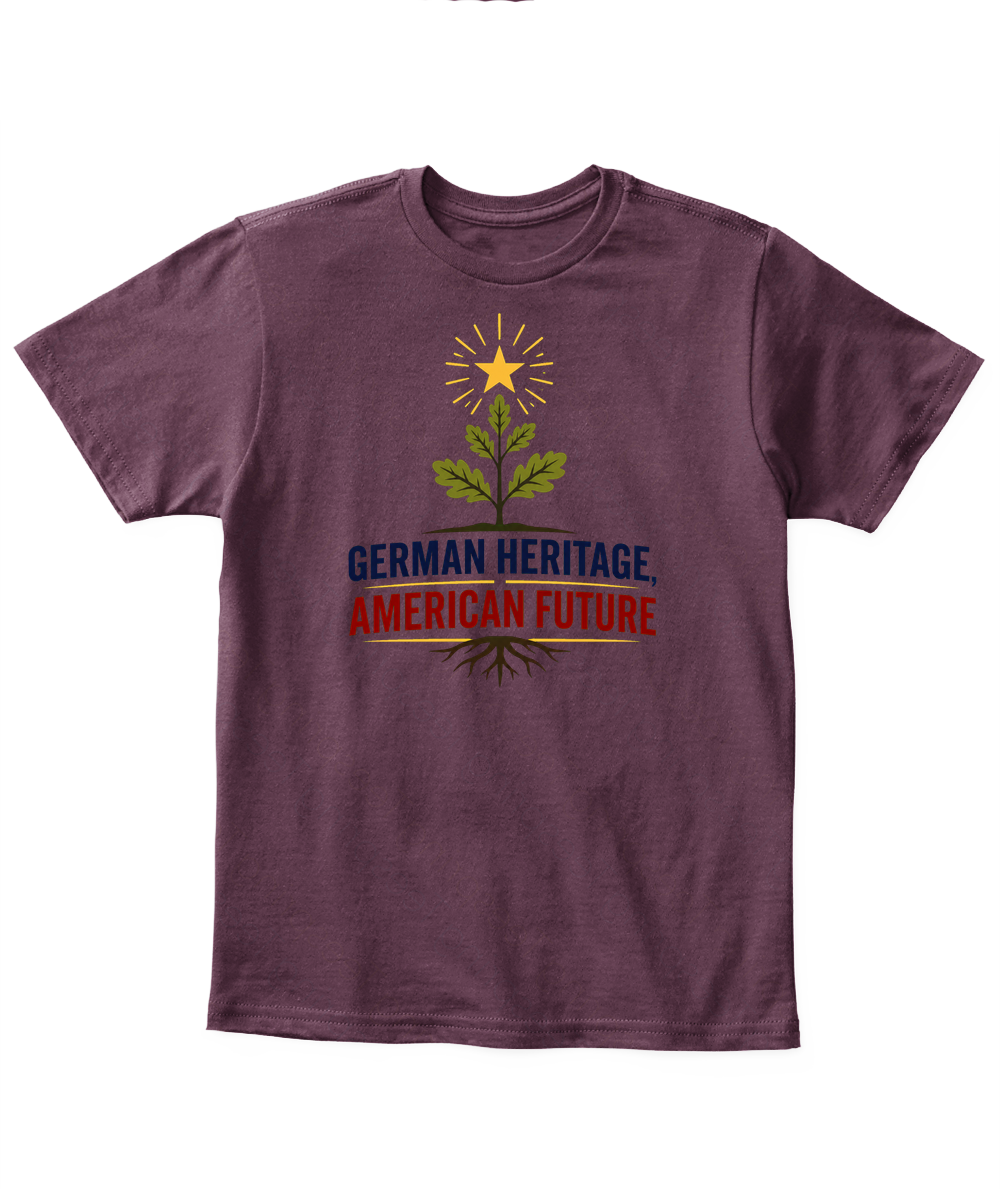 German Heritage, American Future — Kid's T Shirt in Maroon