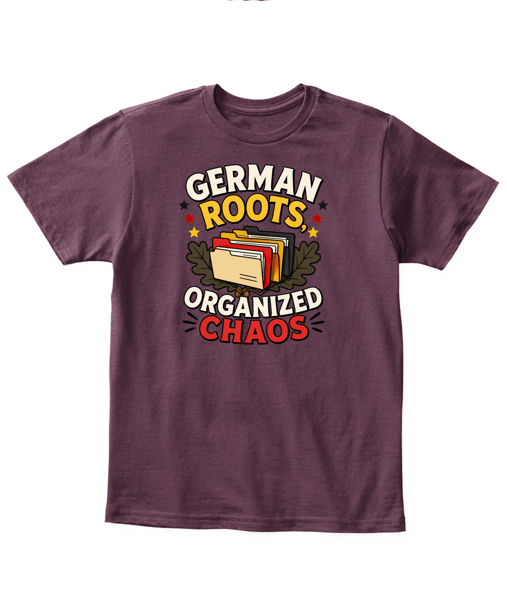 German Roots, Organized Chaos — Kid's T Shirt in Maroon