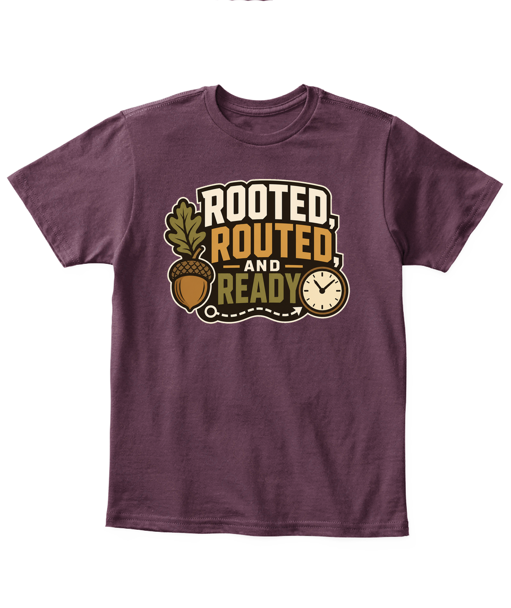 Rooted, Routed, And Ready — Kid's T Shirt in Maroon