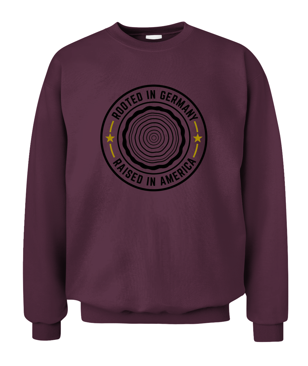 Rooted In Germany, Raised In America — Sweatshirt in Maroon