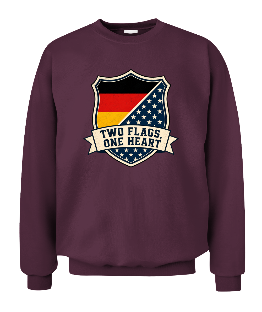 Two Flags, One Heart — Sweatshirt in Maroon