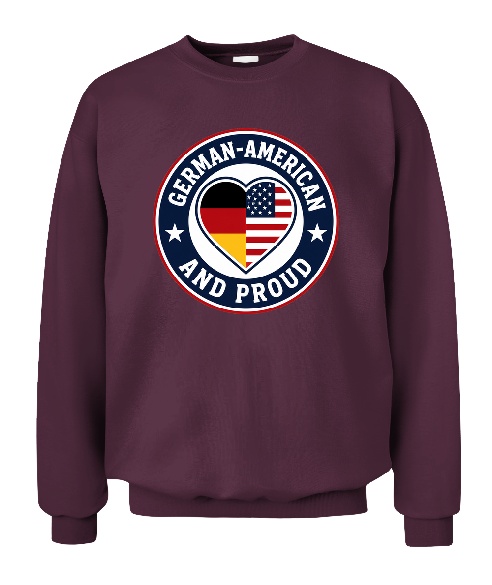 German-American And Proud — Sweatshirt in Maroon