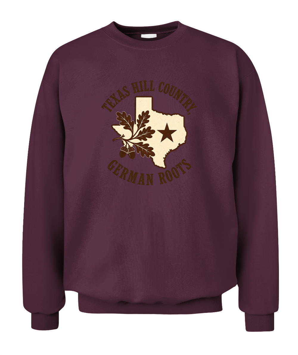 Texas Hill Country, German Roots — Sweatshirt in Maroon