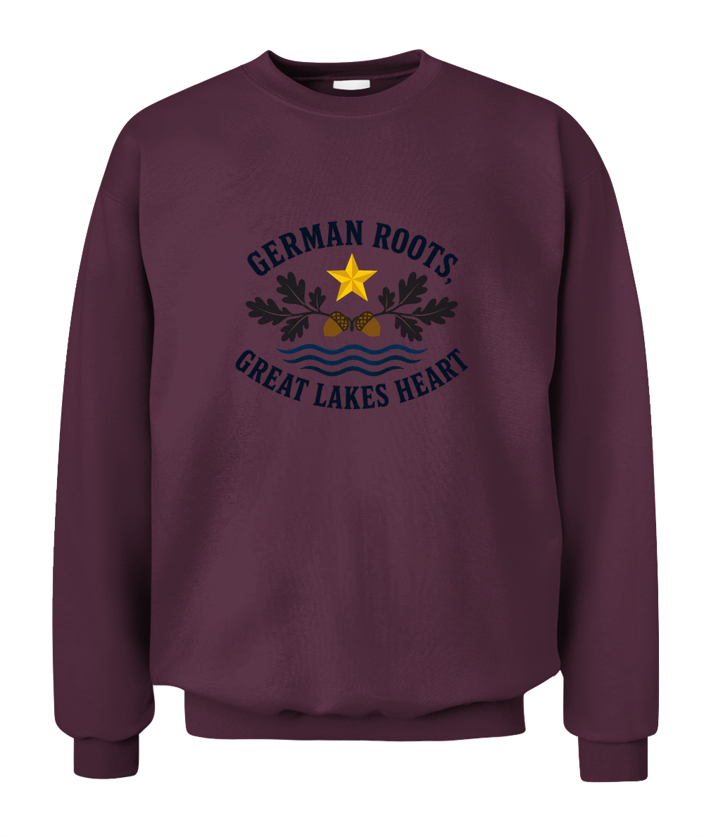German Roots, Great Lakes Heart — Sweatshirt in Maroon