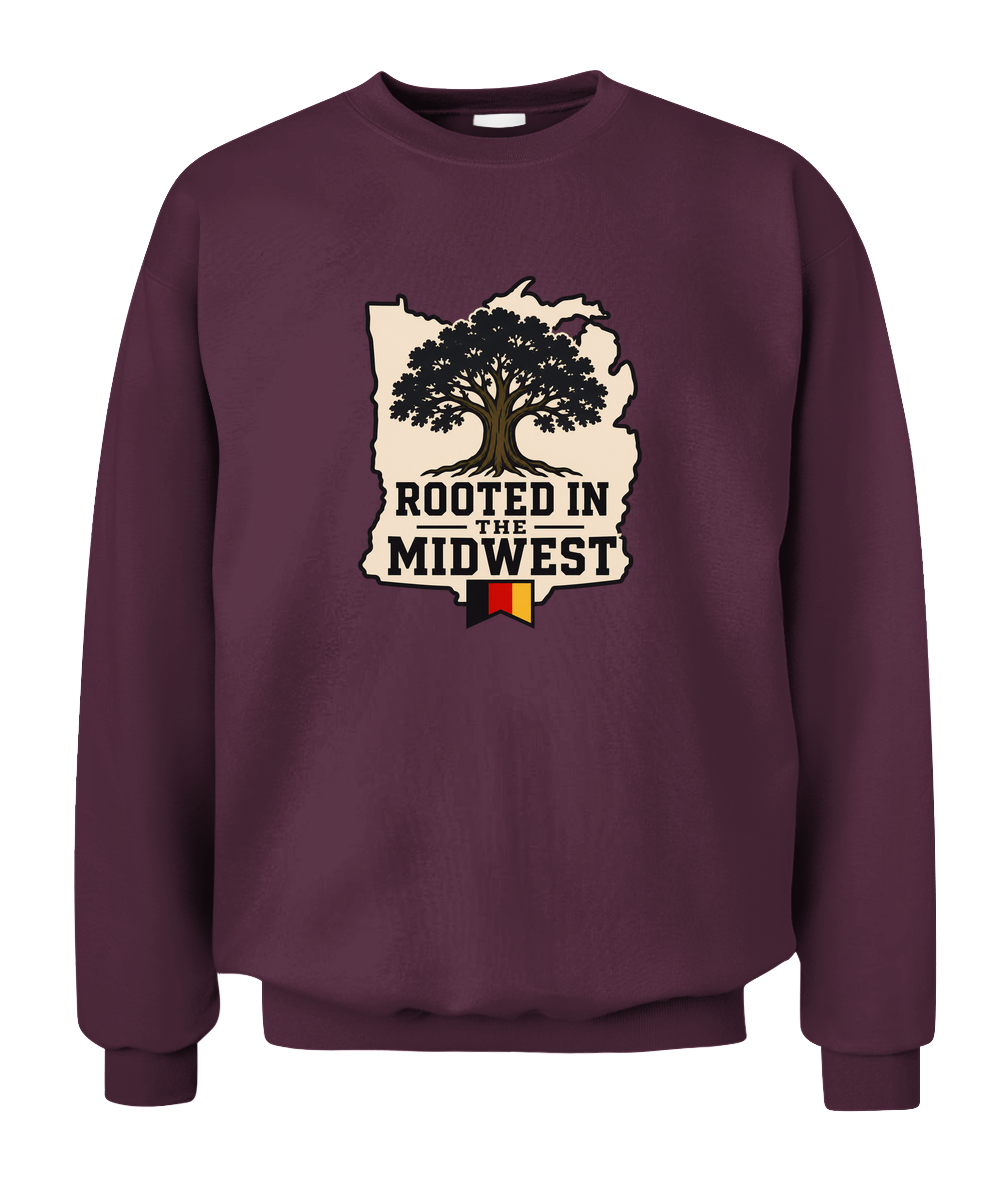 Rooted In The Midwest — Sweatshirt in Maroon
