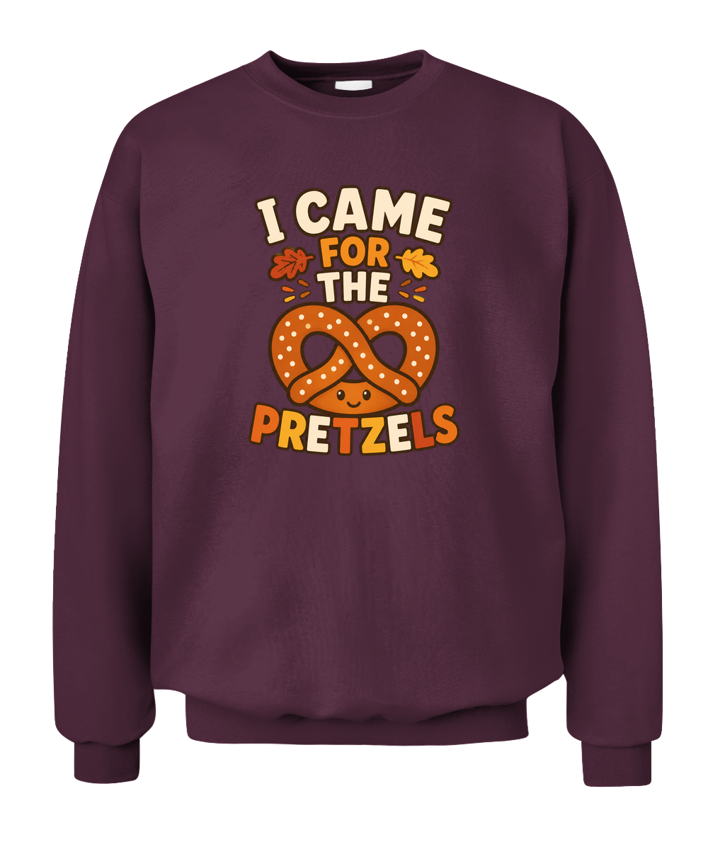 I Came For The Pretzels — Sweatshirt in Maroon