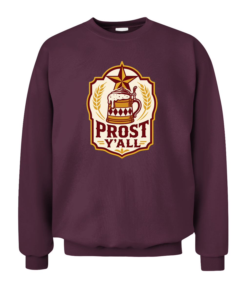 Prost Y'all — Sweatshirt in Maroon