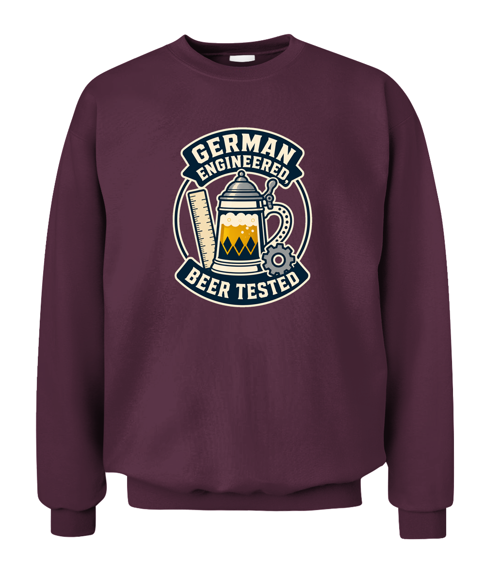 German Engineered, Beer Tested — Sweatshirt in Maroon