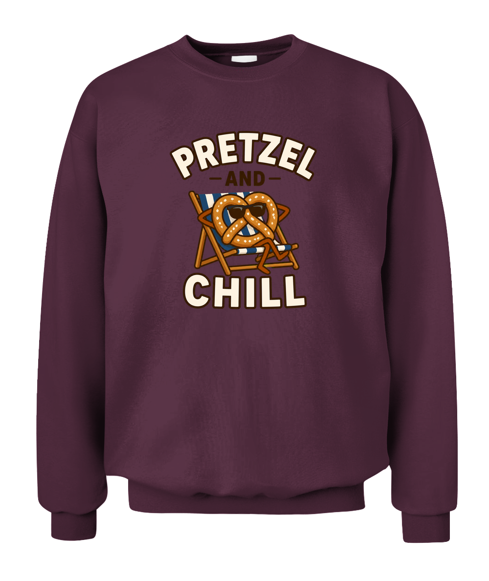 Pretzel And Chill — Sweatshirt in Maroon