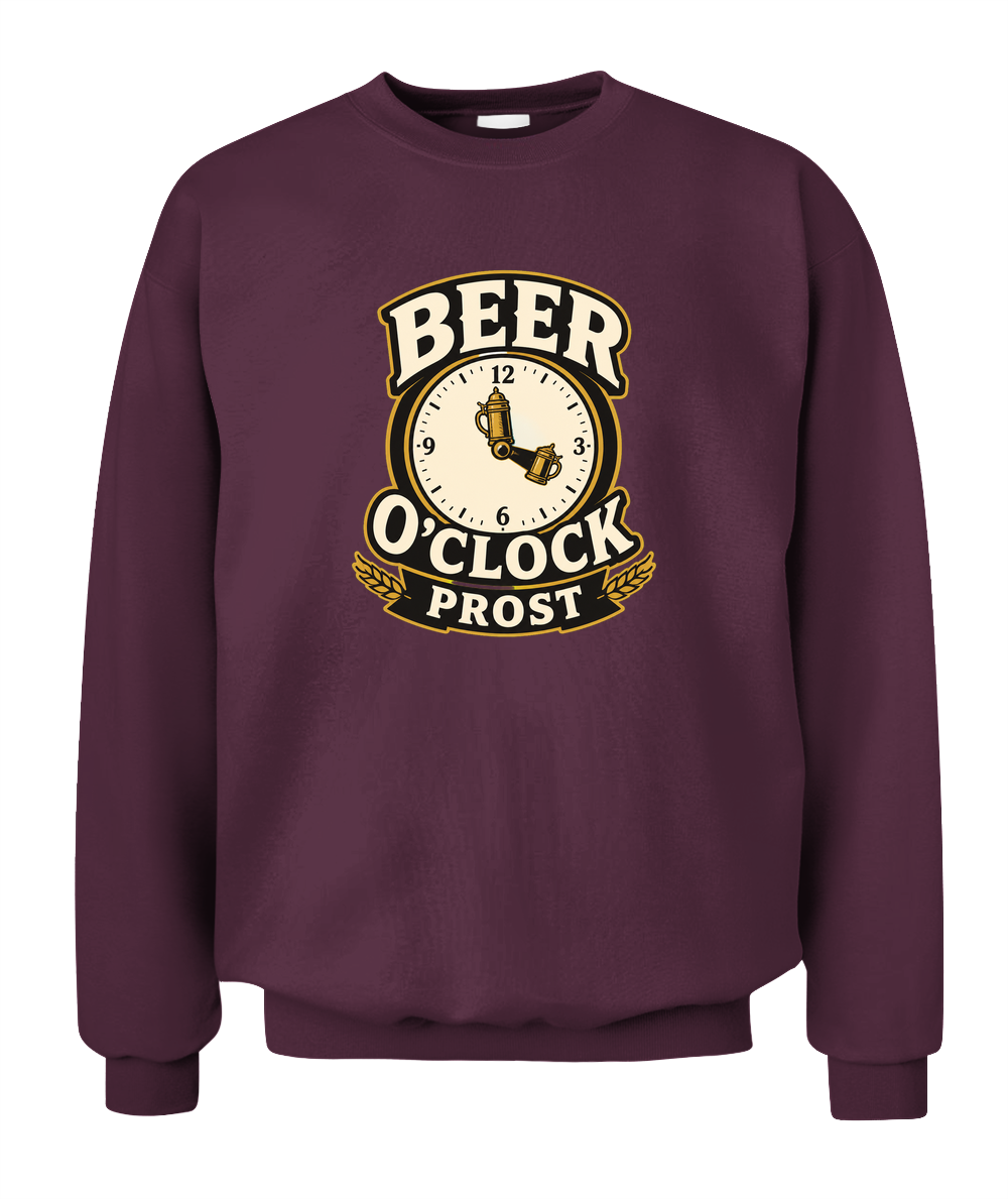 Beer O'Clock Prost — Sweatshirt in Maroon