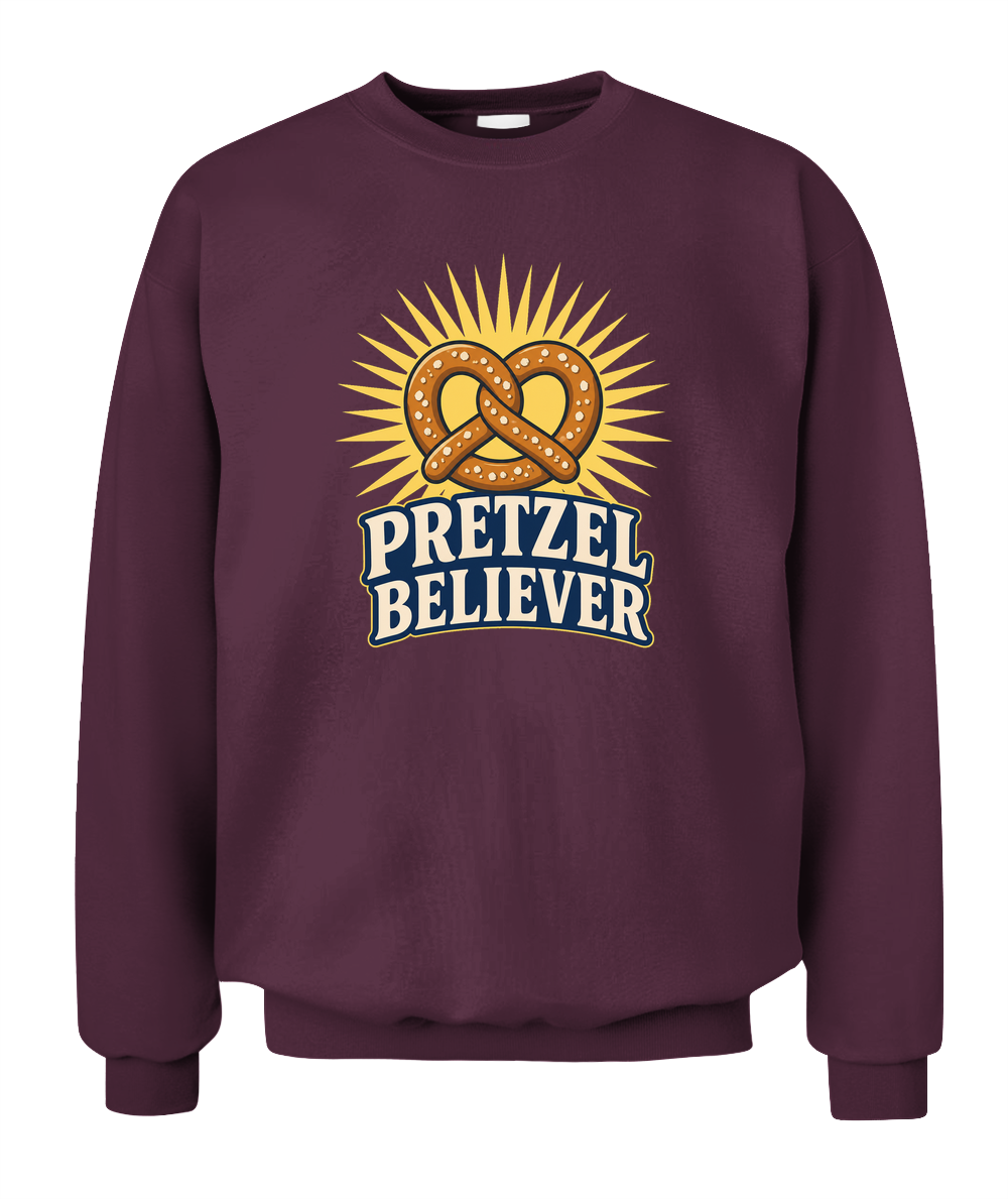 Pretzel Believer — Sweatshirt in Maroon