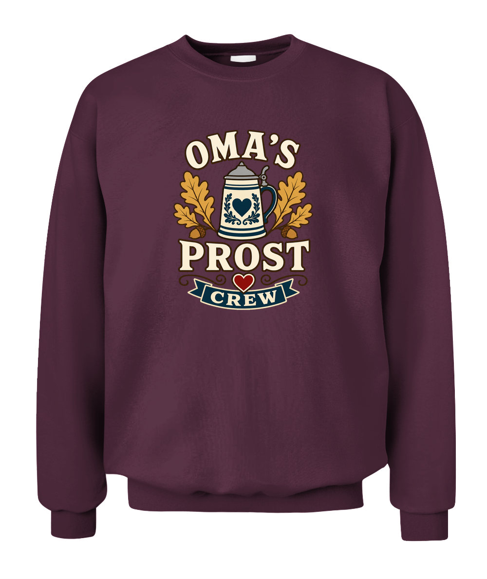 Oma's Prost Crew — Sweatshirt in Maroon