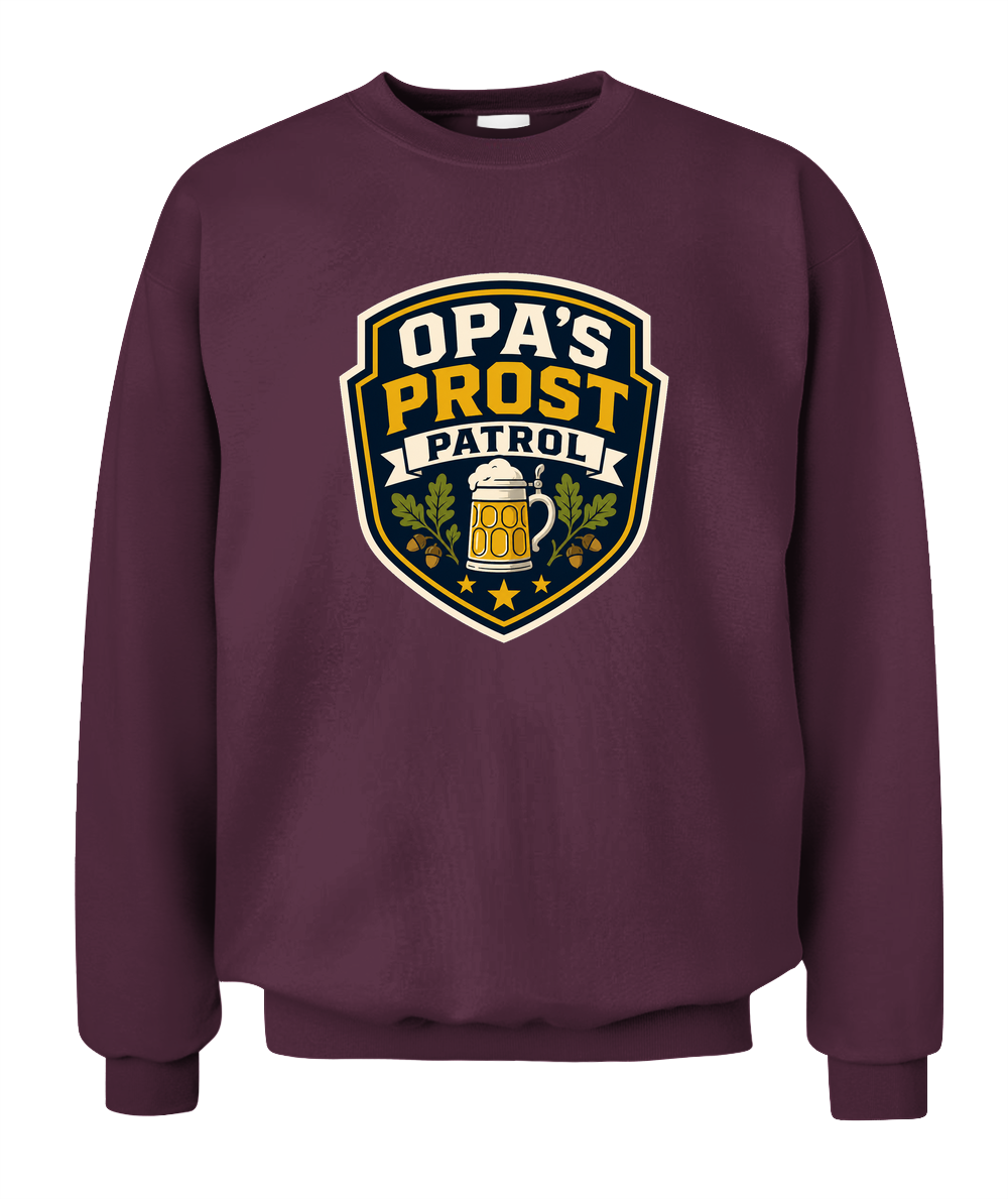 Opa's Prost Patrol — Sweatshirt in Maroon