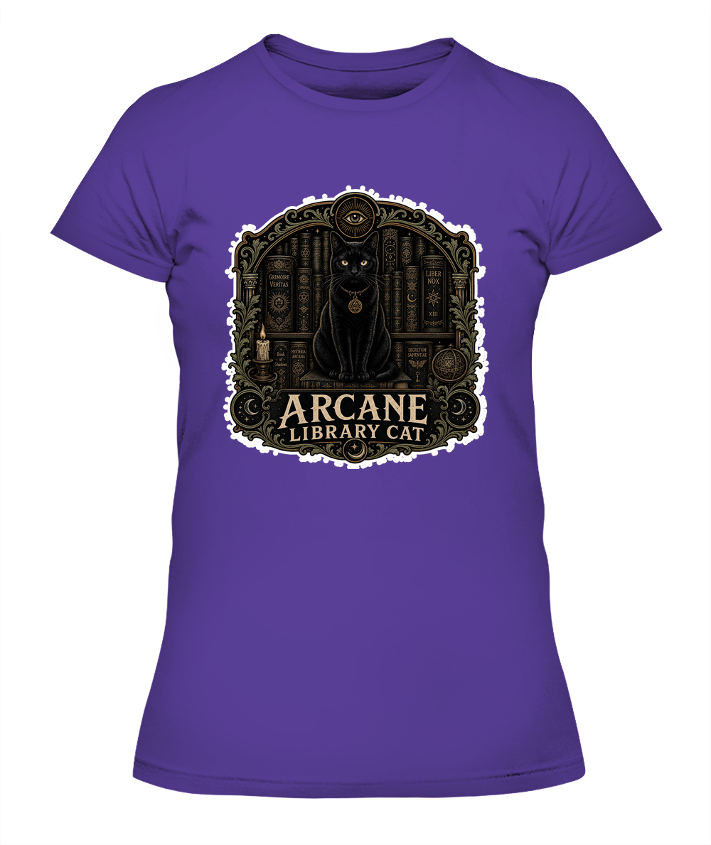 Arcane Library Cat Ladies T-Shirt | Black Cat Lover Gift