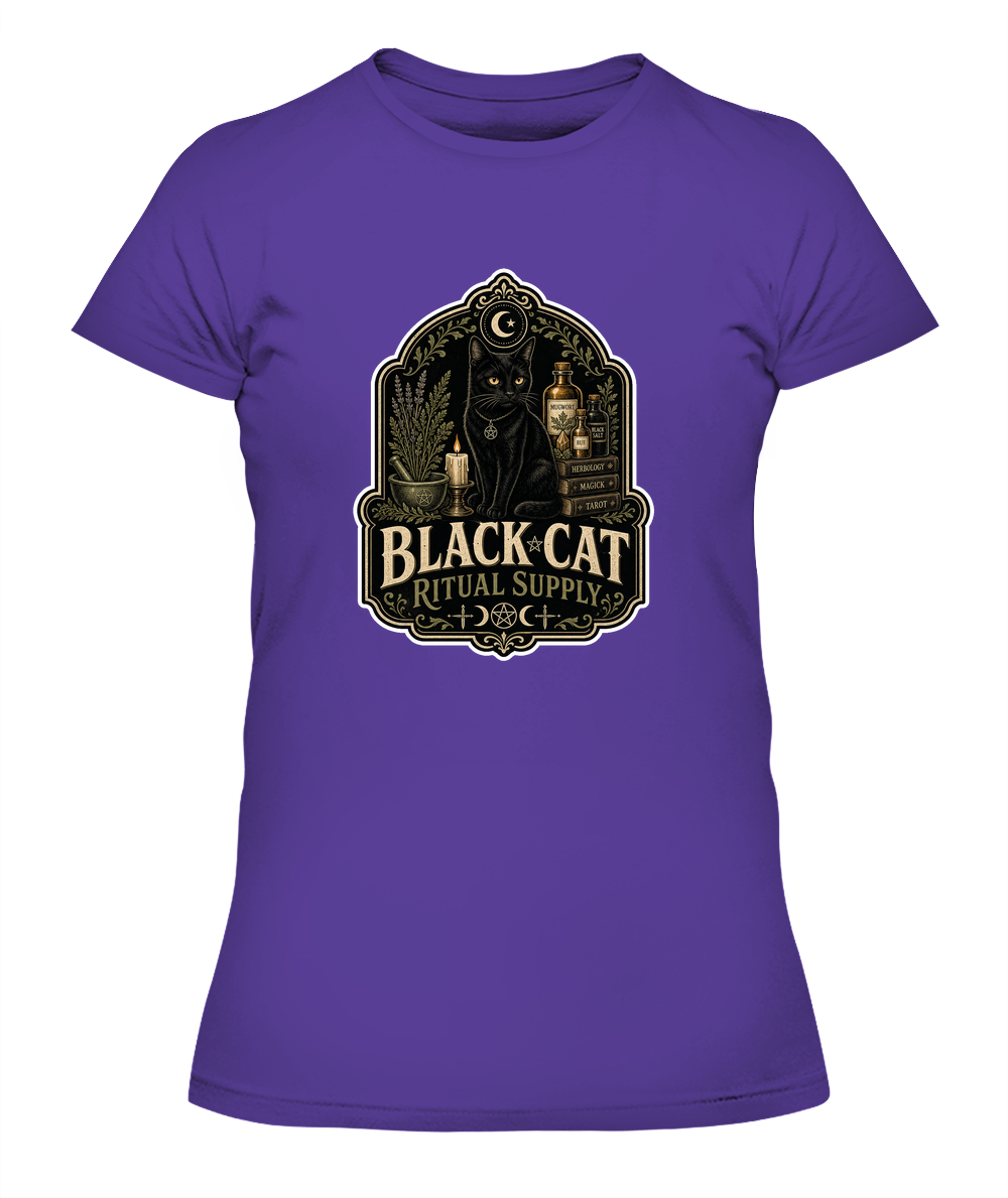 Black Cat Ritual Supply Ladies T-Shirt | Black Cat Lover Gift