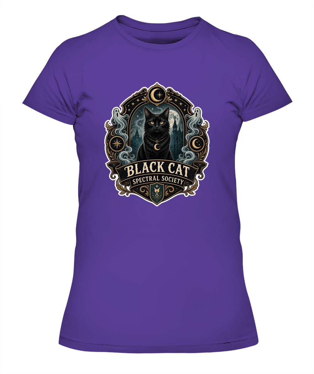 Black Cat Spectral Society Ladies T-Shirt | Black Cat Lover Gift