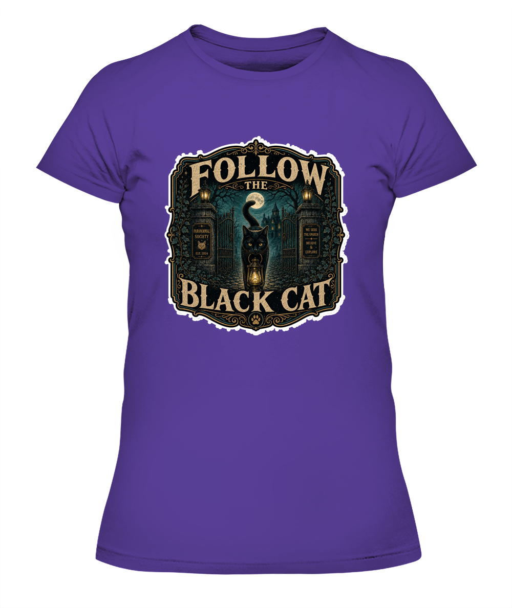Follow the Black Cat Ladies T-Shirt | Black Cat Lover Gift