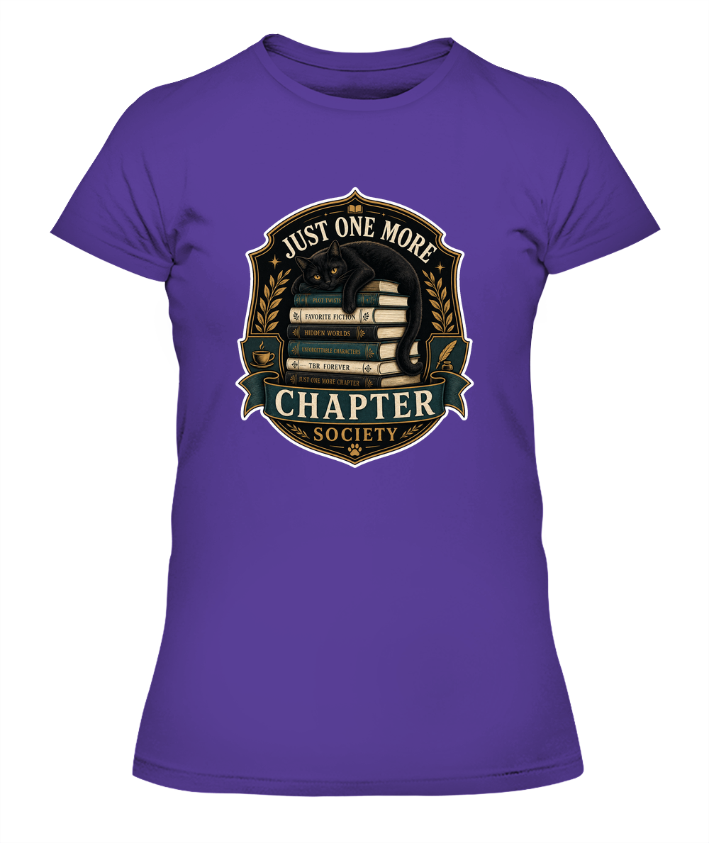 Just One More Chapter Society Ladies T-Shirt | Black Cat Lover Gift