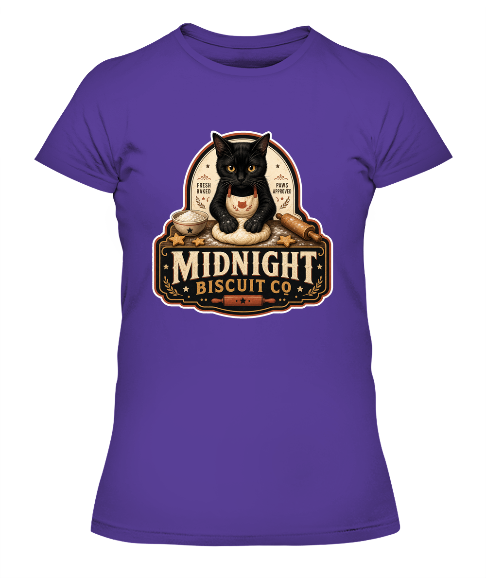 Midnight Biscuit Co Ladies T-Shirt | Black Cat Lover Gift