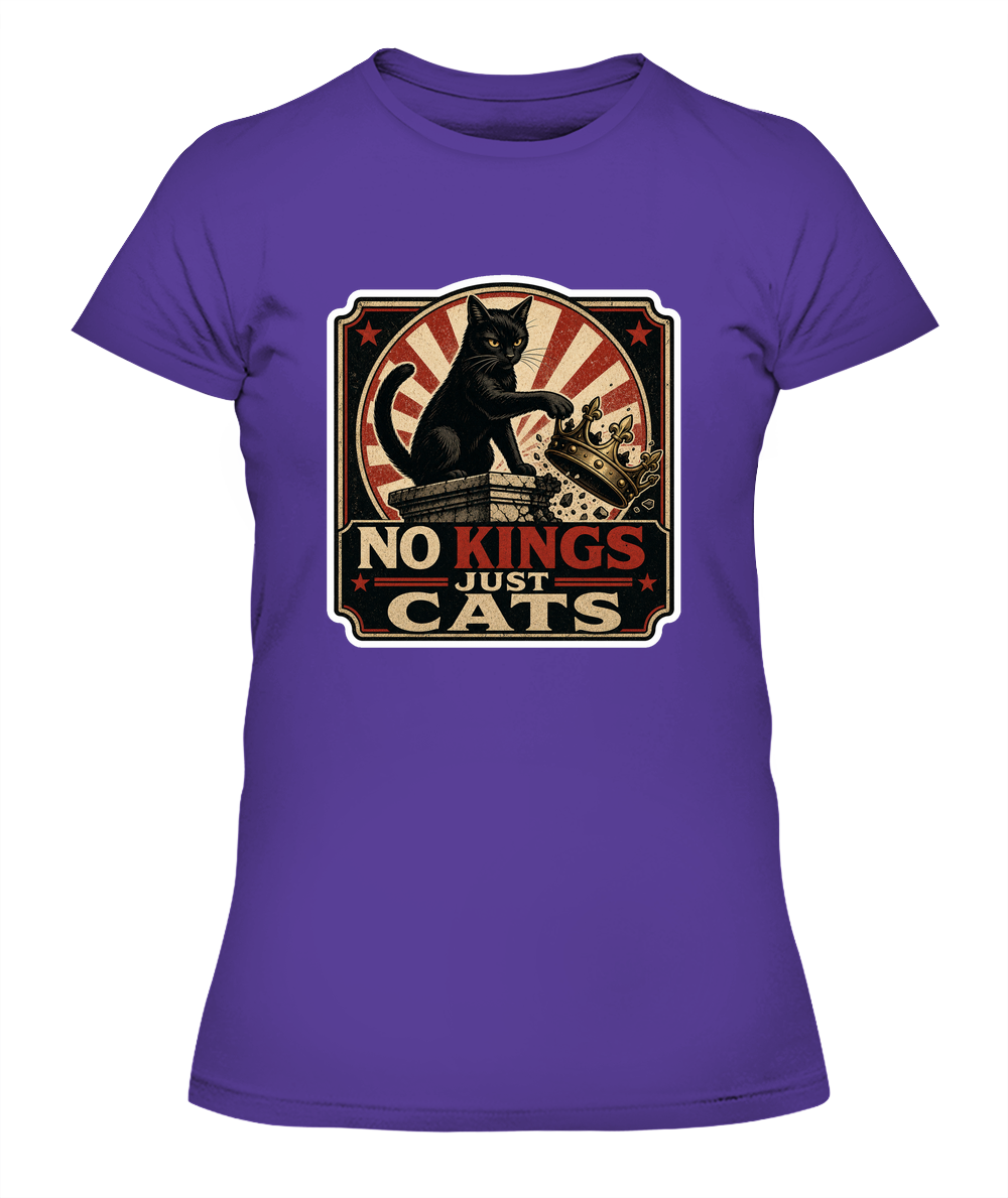 No Kings just Cats Ladies T-Shirt | Black Cat Lover Gift