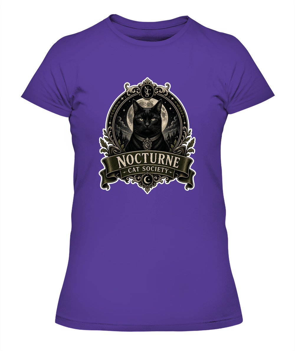 Nocturne Cat Society Ladies T-Shirt | Black Cat Lover Gift