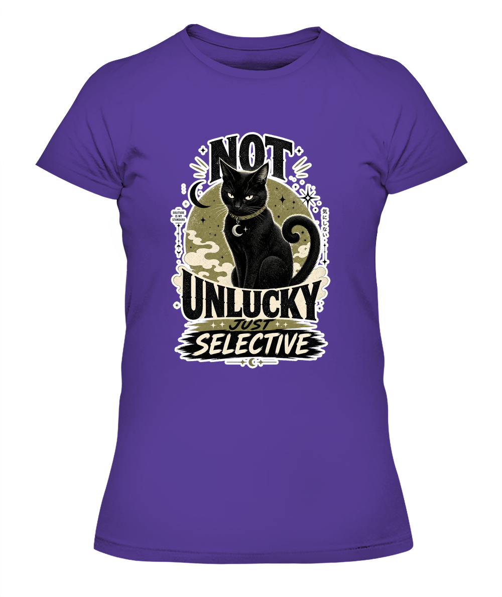 Not Unlucky just Selective Ladies T-Shirt | Black Cat Lover Gift