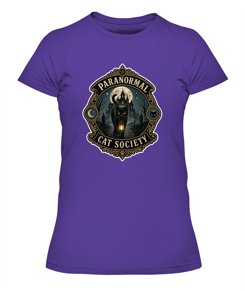 Paranormal Cat Society Ladies T-Shirt | Black Cat Lover Gift