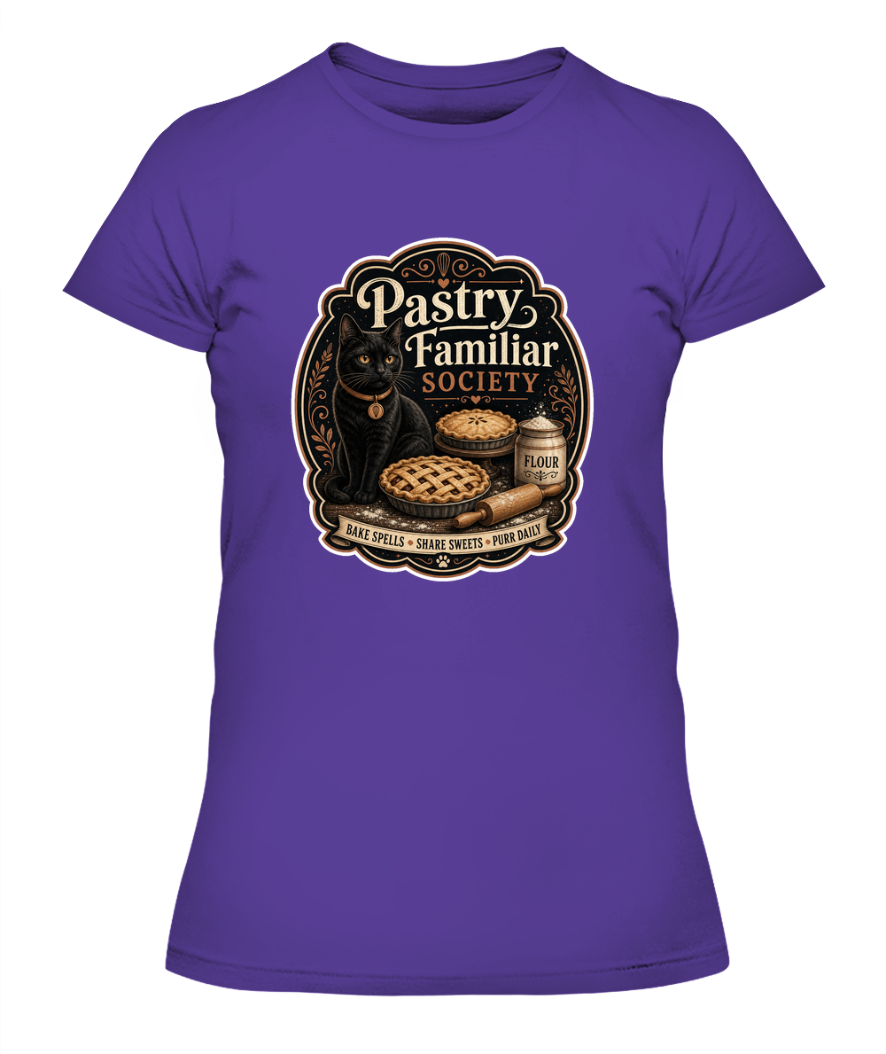 Pastry Familiar Society Ladies T-Shirt | Black Cat Lover Gift