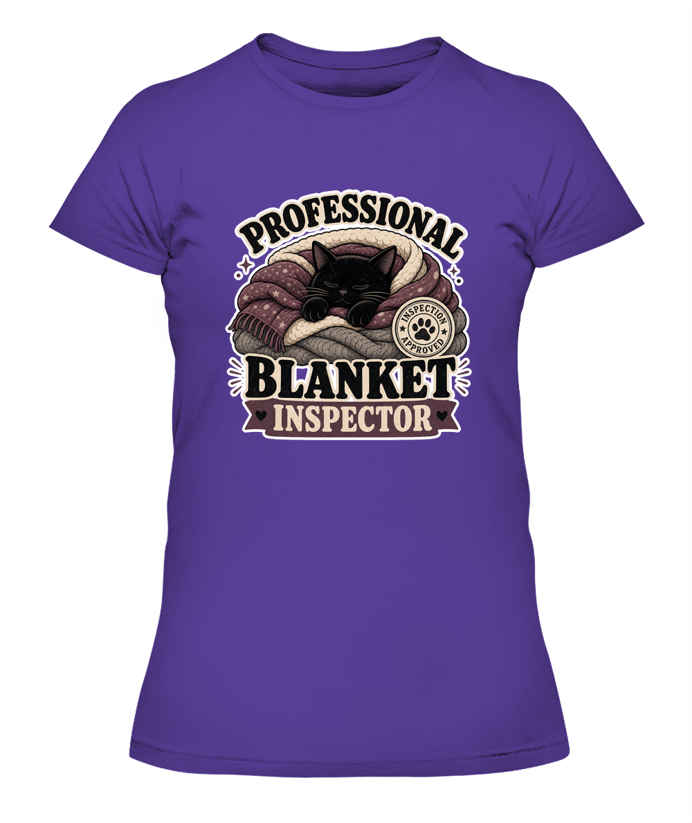 Professional Blanket Inspector Ladies T-Shirt | Black Cat Lover Gift