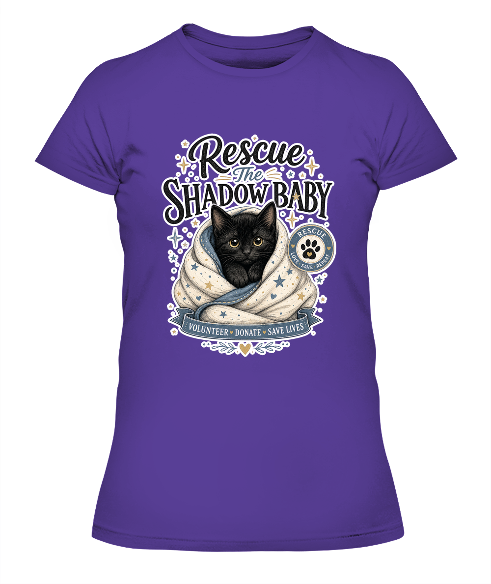 Rescue the Shadow Baby Ladies T-Shirt | Black Cat Lover Gift