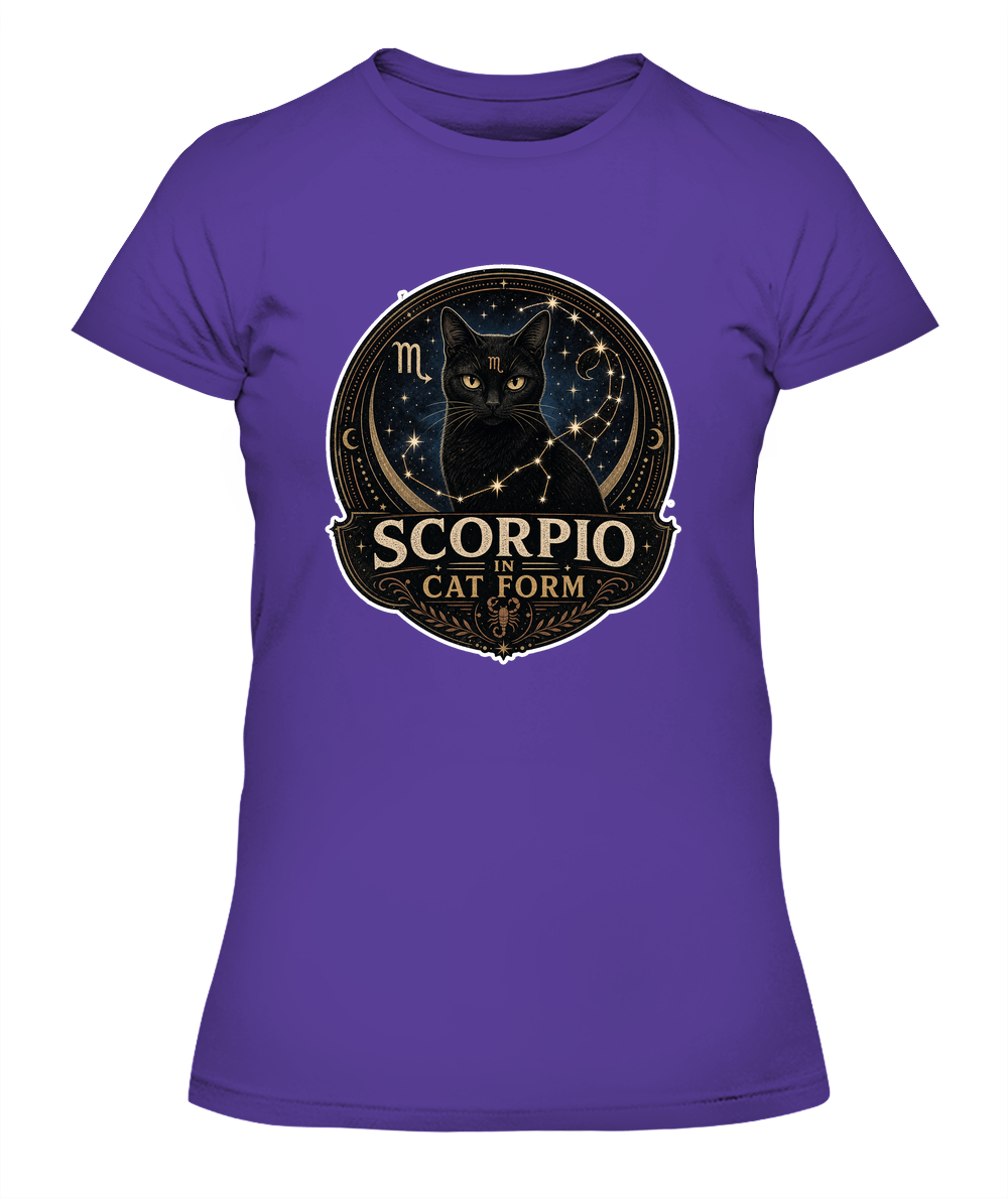 Scorpio in Cat Form Ladies T-Shirt | Black Cat Lover Gift